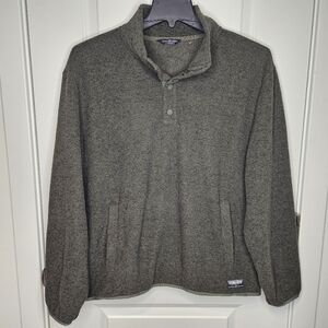 Alpine Design Mens Size Large Pullover 1/4 Snap Button Mock Neck Fleece Sweater